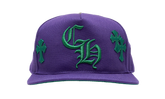 Embroidered Leather Cross Patch Baseball Hat "Purple / Green" CHRM0753