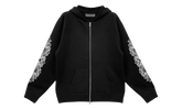 Cashmere Embroidered Floral Sleeve Zip-Up Hoodie "Black" CHRM1011