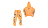 Fire Hoodie with Closed Elastic Bottom Sweatpants (Full set) "Orange" HSR134