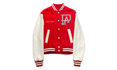 Mix Leather Varsity Jacket "Pharrell Williams - Bright Red/White" 1AFIQJ