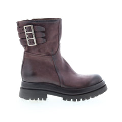 Doran Womens Brown Leather Zipper Casual Dress Boots