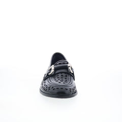 Jorge Womens Black Leather Slip On Loafer Flats Shoes