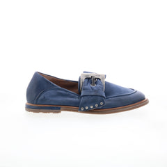 Thaine Womens Blue Leather Hook & Loop Loafer Flats Shoes