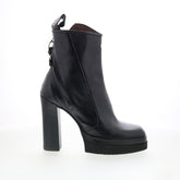 Vale Womens Black Leather Zipper Ankle & Booties Boots