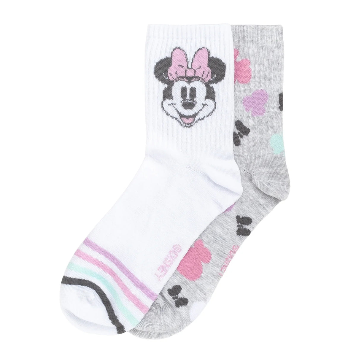 2 Pack Ribbed Minnie Mouse Mid Crew - Adult