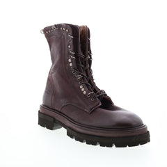 Hubie A59210-201 Womens Burgundy Leather Lace Up Casual Dress Boots