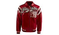 Encrusted Varsity Jacket "Red / Ivory" PP012